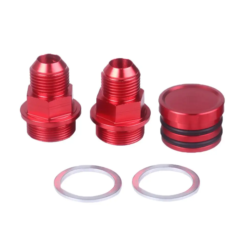 Block Breather Fittings & Plug For Honda B16 B18C Catch Can M28 10AN Red