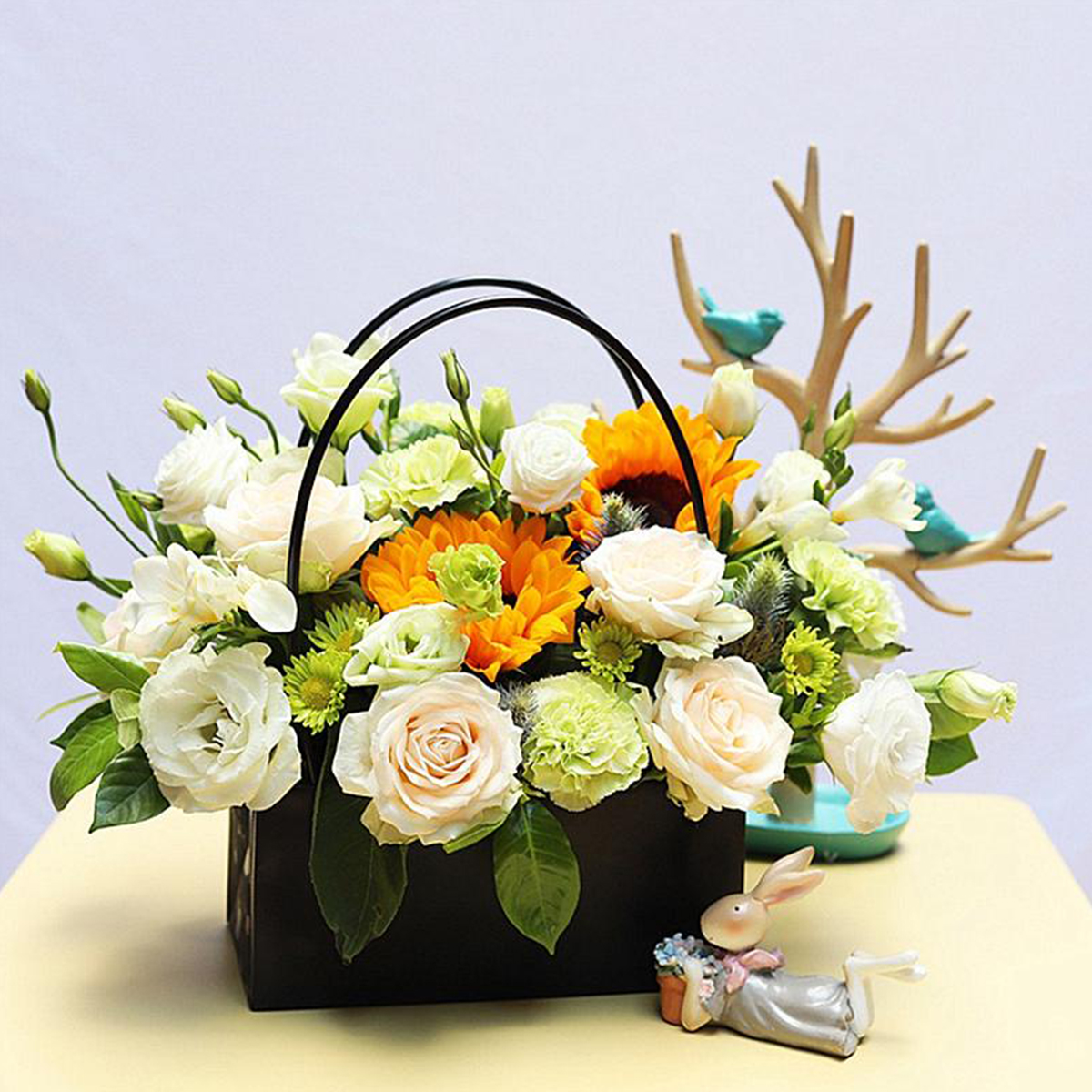 sac cadeau pratique en papier kraft boîte décor de panier fleurs sac main pour gâteau aux décor de fête de mariage