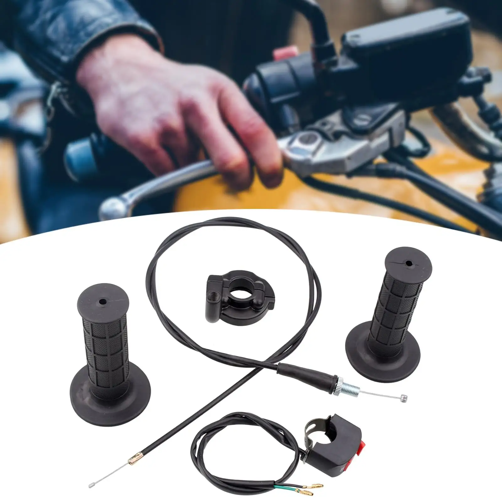 Throttle Accelerator Handle Grips Cable Set for 50cc 150cc 250cc Mini Bike ATV Quad Pit Bike Replaces Accessories Durable