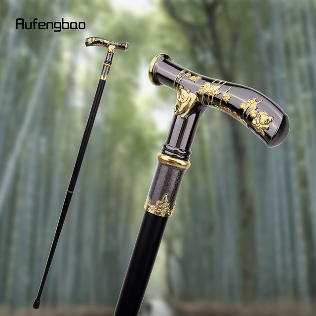 Luxury Dragon Walking Cane - 93cm Gold & Black Decorative Gentleman's Walking Stick