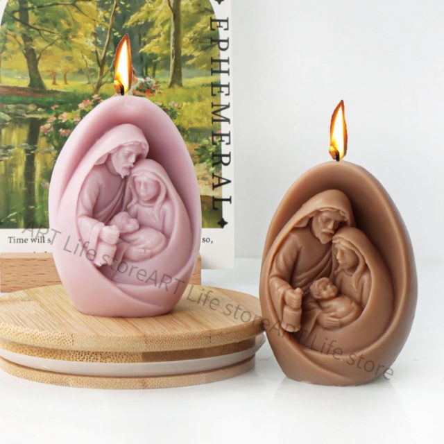 Moule Bougie Silicone Vierge Marie 3D - 4.5x13.9cm - Pour Bougies, Résine, Savon Artisanal - DIY Déco Noël
