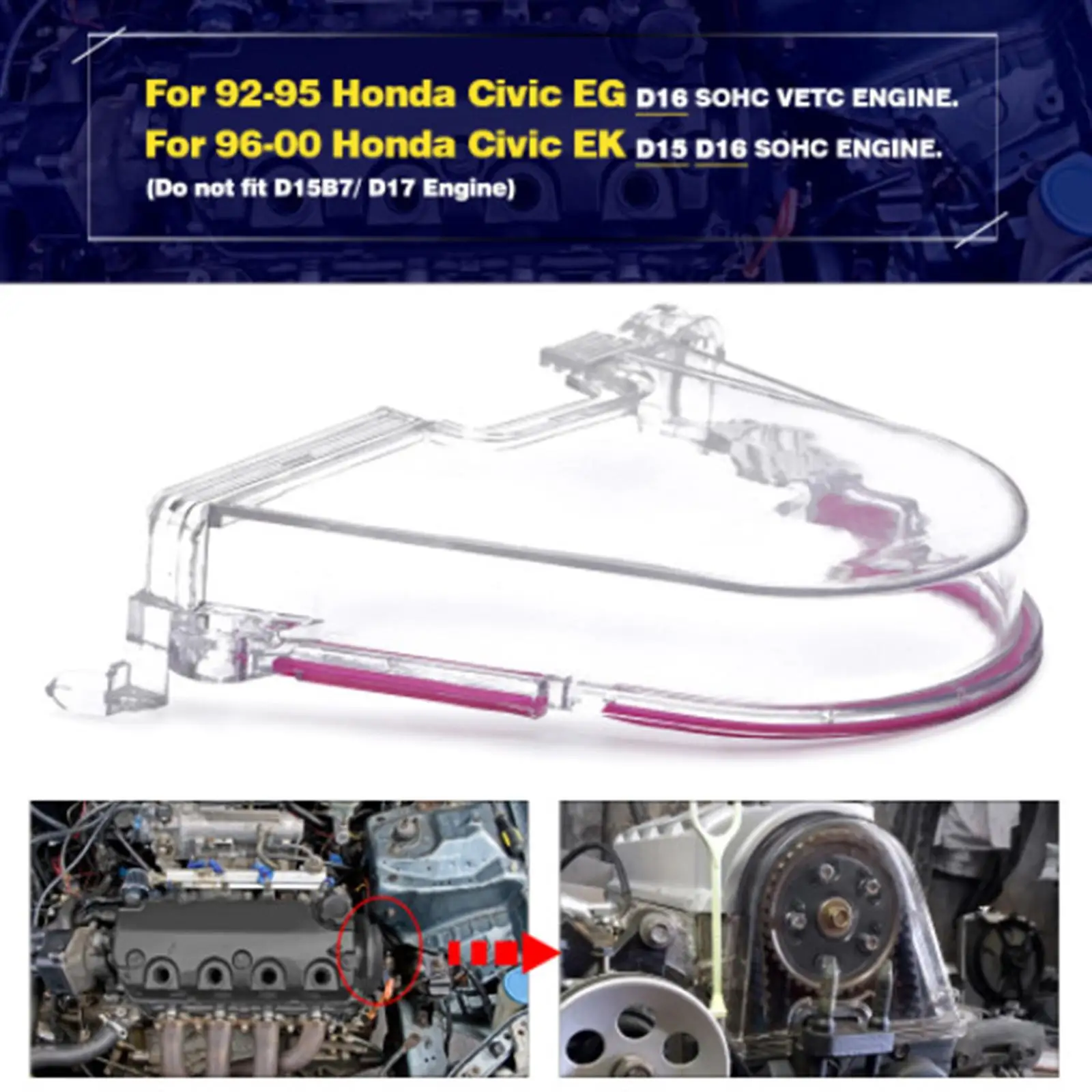 Clear Cam Gear Belt Cover Modified Accessories Turbo Cam Pulley for Honda Civic 96-2000 D15 D16 Auto Parts Car Supplies