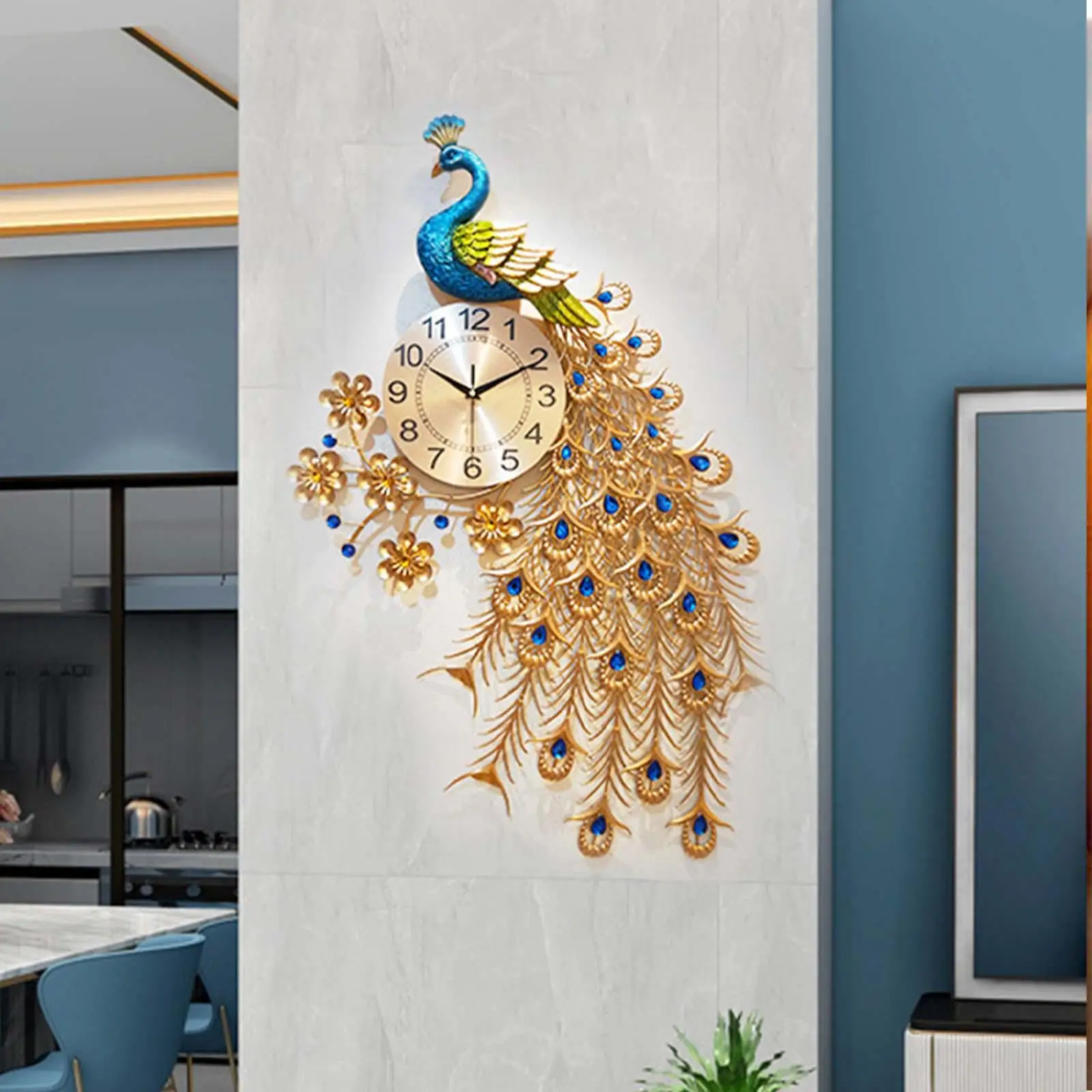 Peacock Wall Clock Creative Indoor Wall Clock for Office Living Room