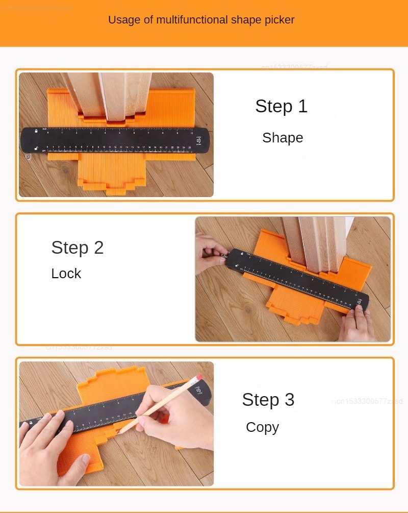 Description Picture 3 of itemProfile Contour Gauges Line Copier Ruler With Lock Cutting Template Profile Ceramic Tiles Tool Woodworking Measuring Tools Ruler