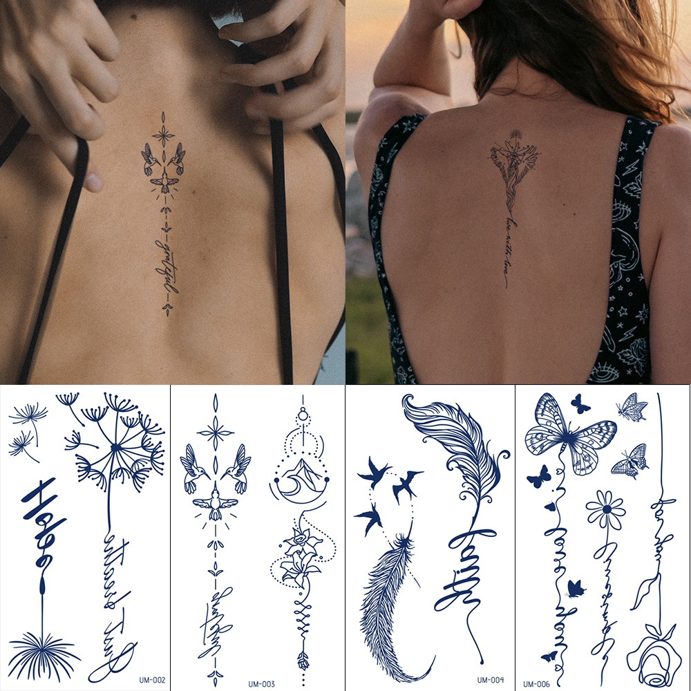 Best of Herbal Semi-Permanent Waterproof Tattoo Feather Simple Flower Juice Lasting 2 Weeks Realistic Body Art Back Tattoo Stickers Reviews & Tips