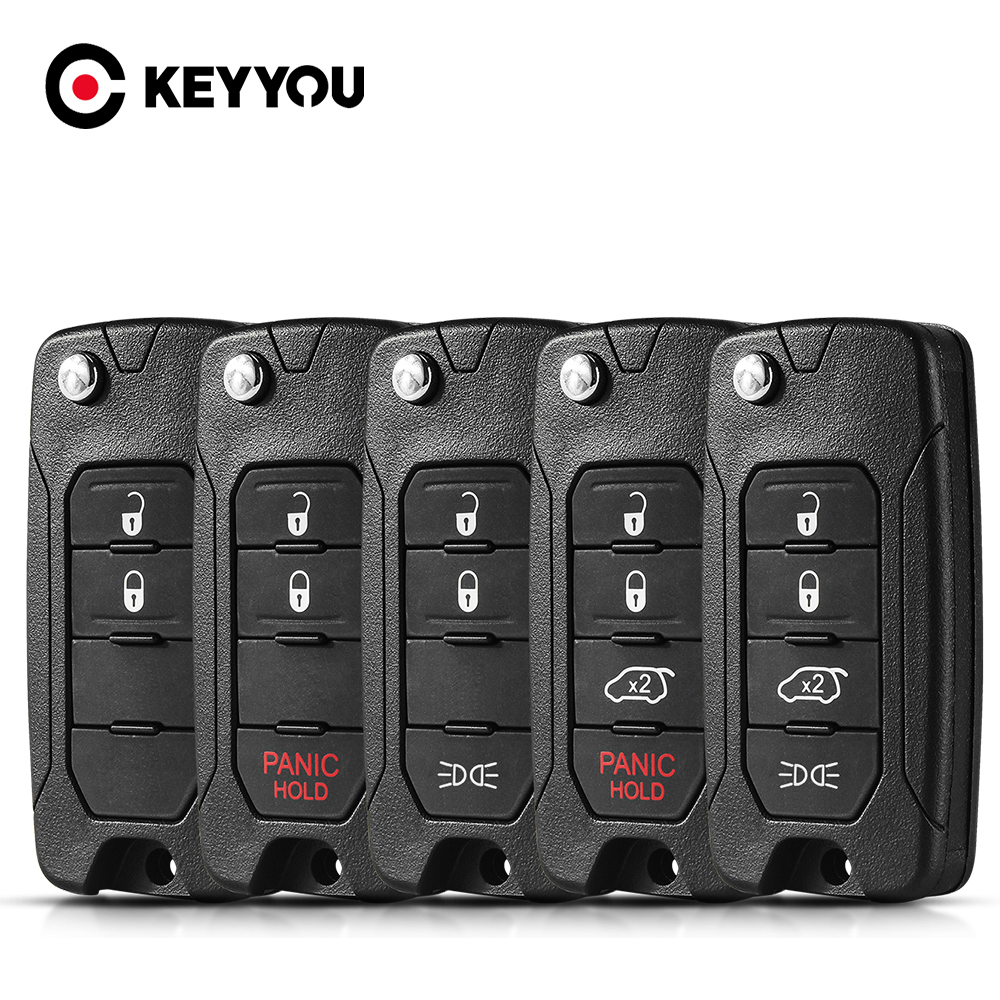 KEYYOU 2/3/4 Tasten Für Jeep Wrangler Renegade 2015-2018 Flip Remote Auto Schlüssel Fall SIP22 Klinge Ersatz gehäuse – Detail 3