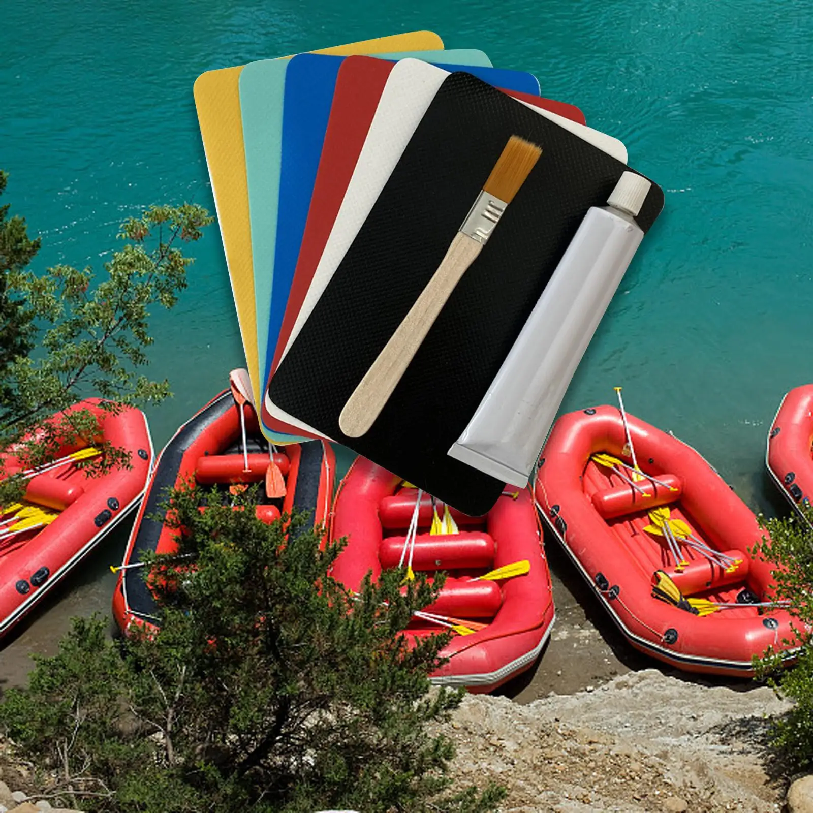 6pcs Inflatable Boat Repair, PVC Repair Patches Set Accessory for Inflatable Raft Boat Kayak