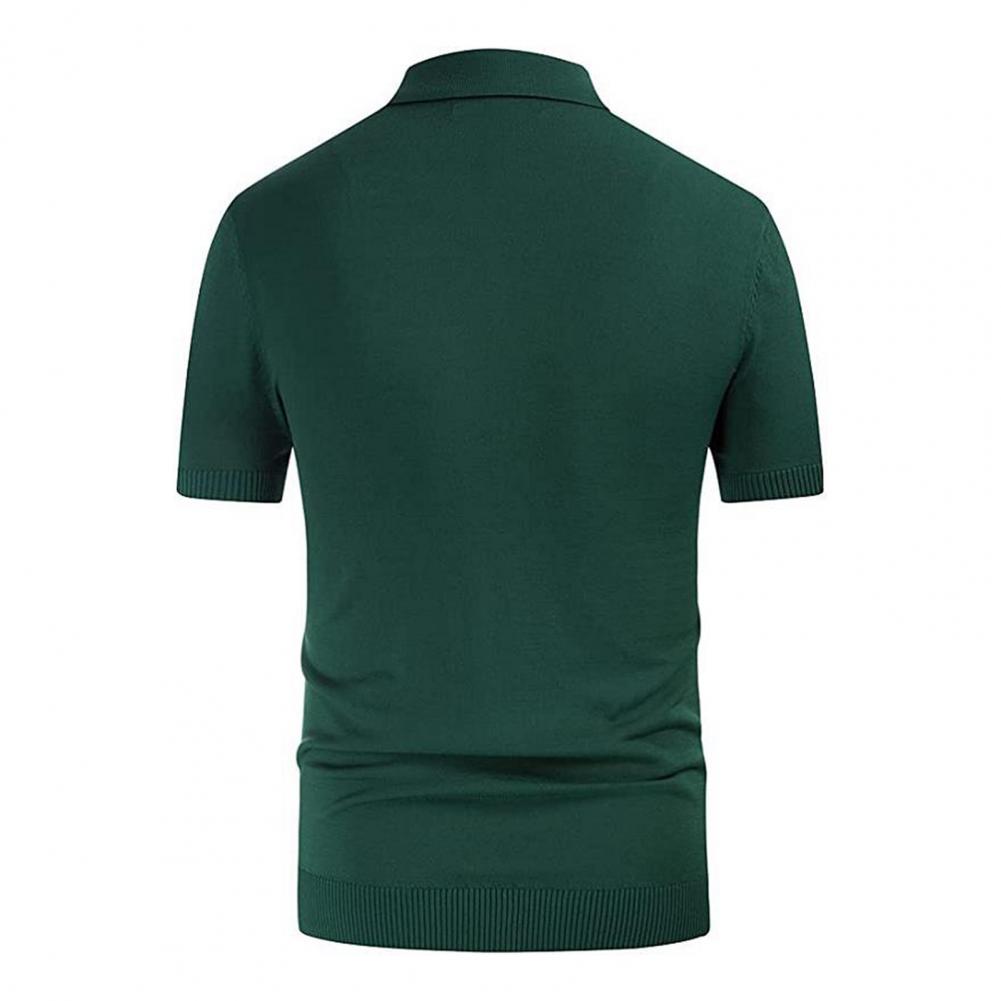 Men's Summer Knitted Shirt Contrast Color Single breasted Short Sleeve Stripe Print Knitted Summer Tops Male Clothes 24