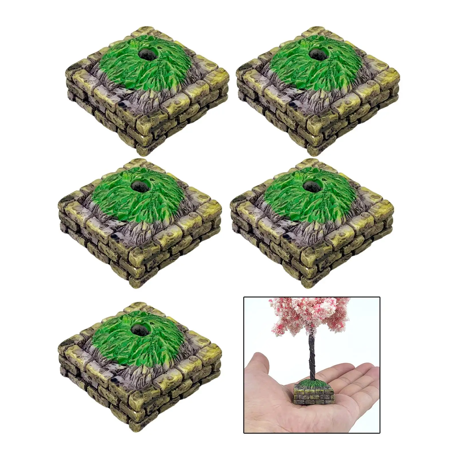 5Pcs Miniature Tree Altar Base Stand DIY Accs Decorative for Micro Landscape