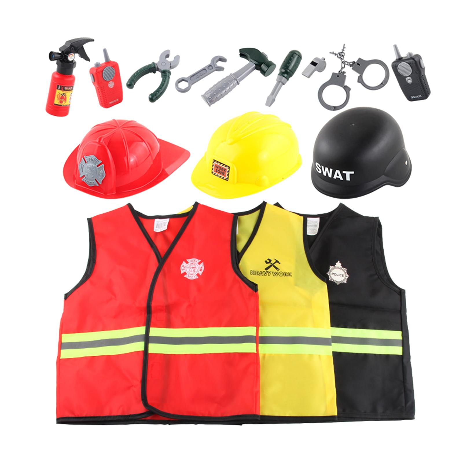 Fireman Costume Construction Worker Costume Police Uniform Clothes Police Costume for Theme Parties Carnival Girls Boys Children