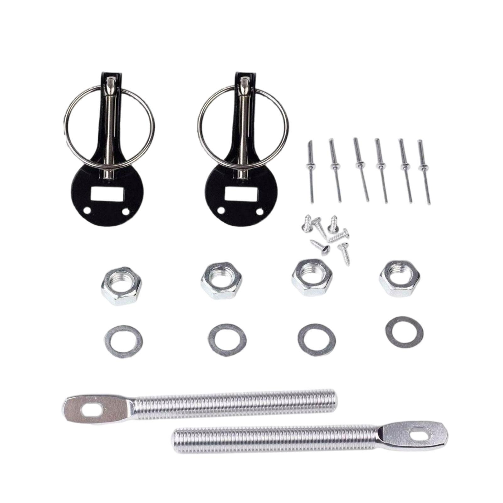 Hood Pin Lock Kit Cylindrical Key Lock Metal Hood Lock Latch Kit for Racing Car