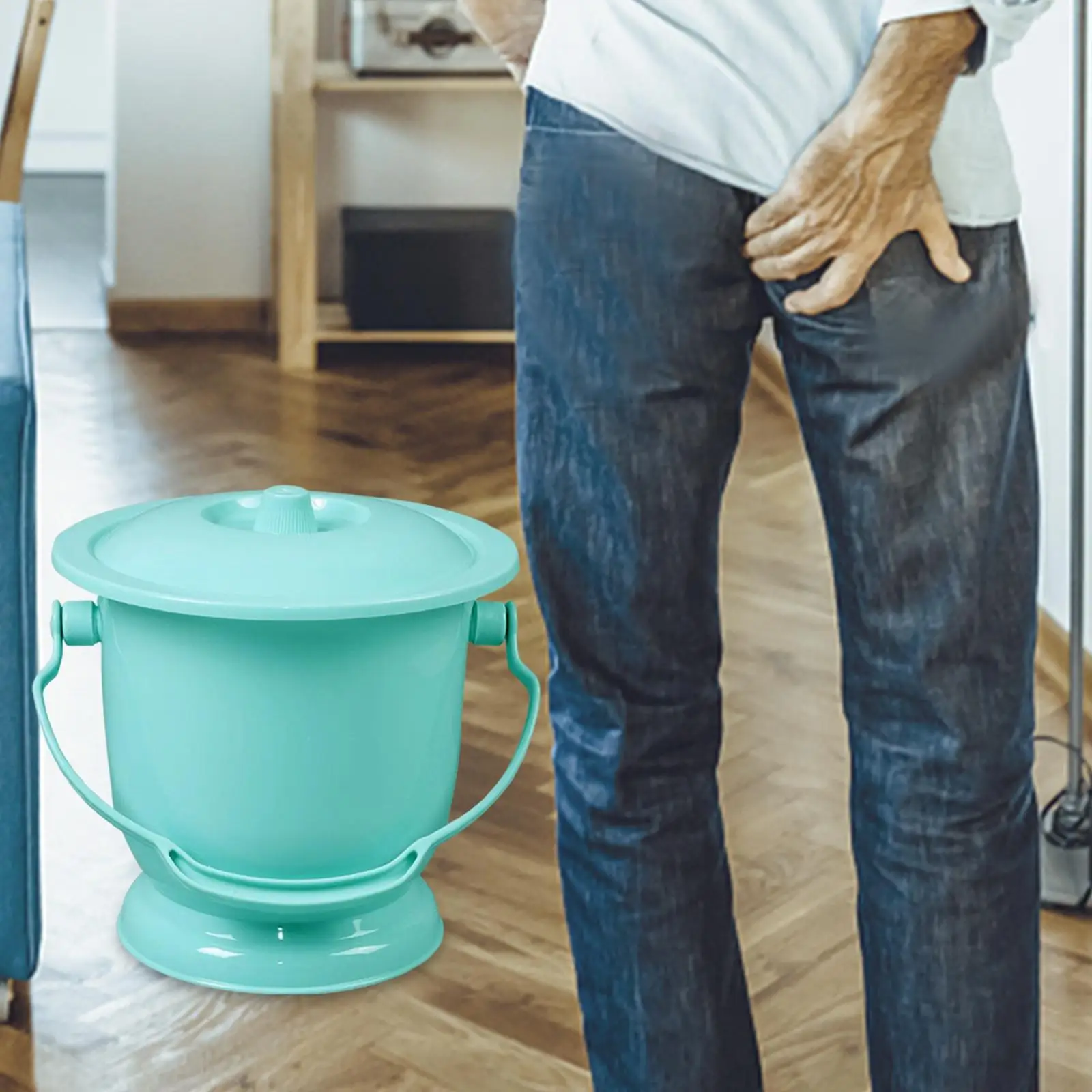 Household Chamber Pot with Lid Spittoon Bedpan Indoor Pee Potty Urine Bucket