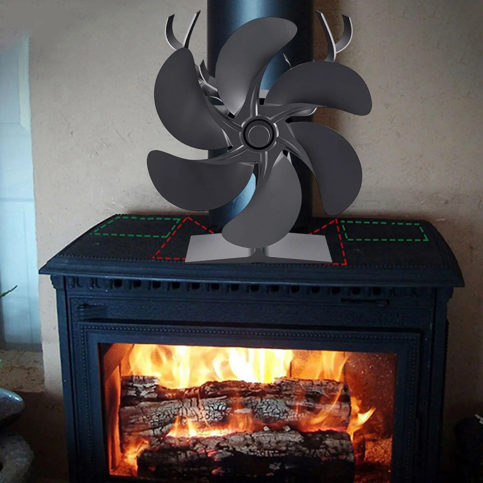 Heat Powered Fireplace Eco Friendly Fan for Log Burner Picnics Heaters