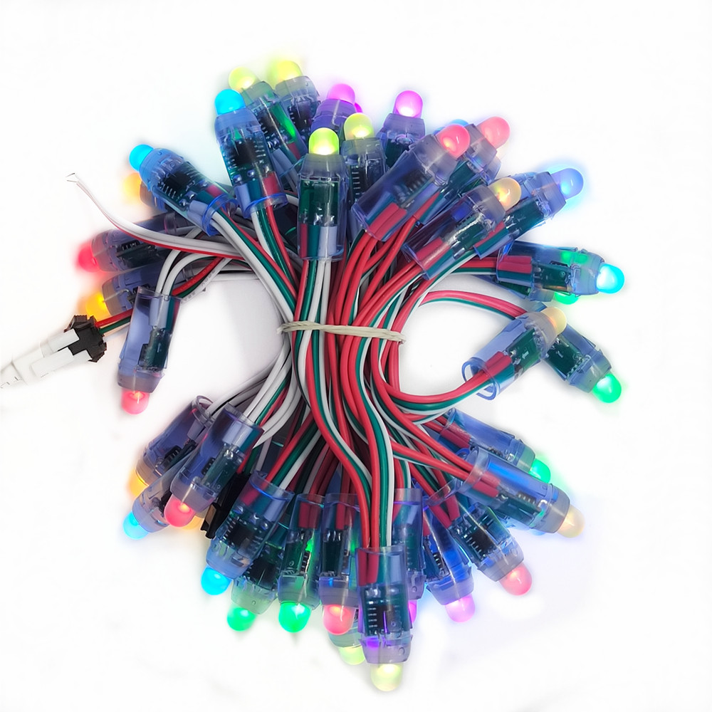 50pcs/lot DC5V /DC12V 12mm WS2811 IC White Cable LED Module String Christmas LED Pixel Light Addressable Waterproof RGB Lamp