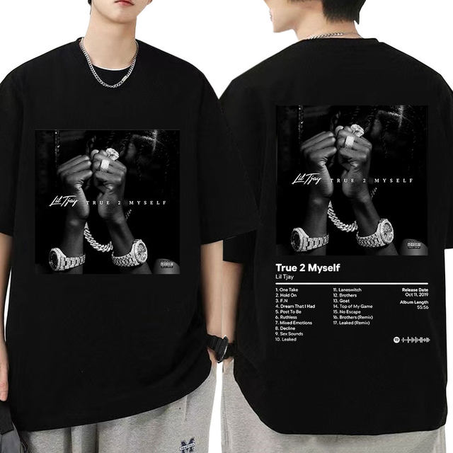 Rapper Lil Tjay True 2 Myself Music Album Print T-shirt Men Women Hip Hop  Vintage T Shirt Fashion Streetwear Oversized T-shirts - AliExpress