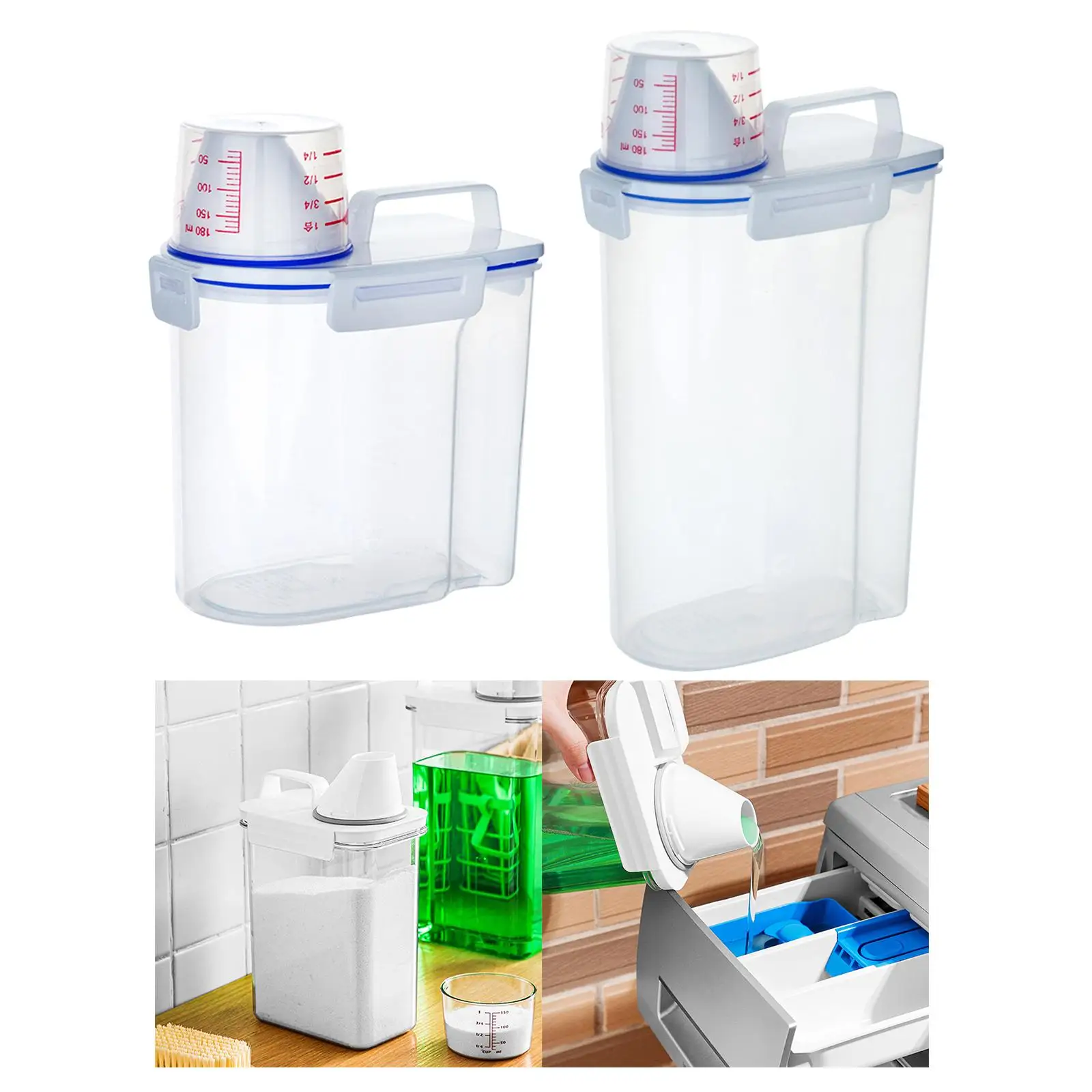 Airtight Cereal Container Storage Canister with Measuring Cup Dry Food Storage Container for Grain Sugar Rice Snack Cereal