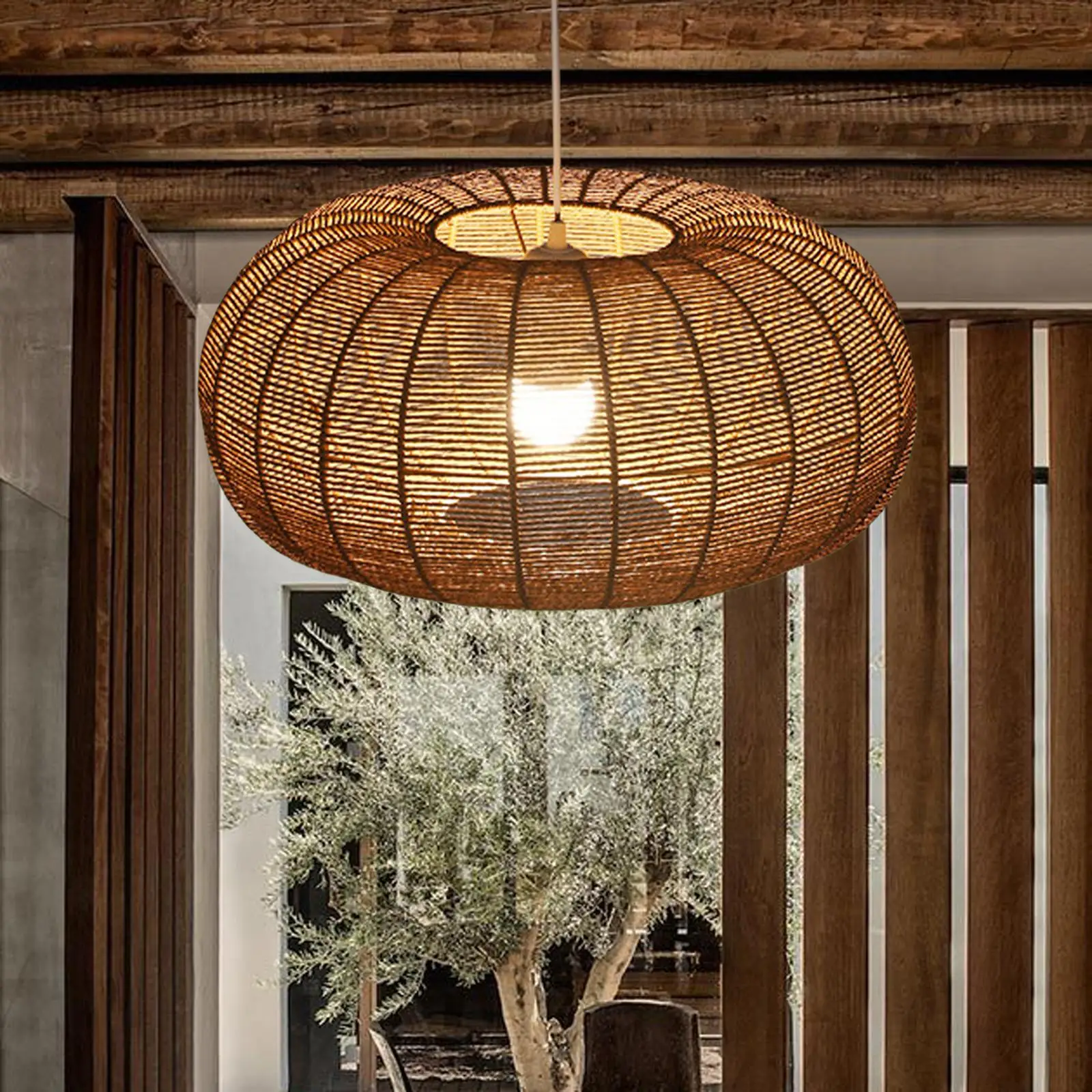 Nordic Pendant Lamp Shade Paper Rope Hanging Light Fixture Restaurant Hotel