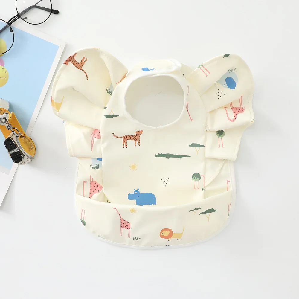 Children Feeding Bibs Waterproof Kid Mess Smock Infant Dinning Apron Baby Stuff Long Sleeve Bib with Pocket for Newborn Babies Baby Accessories