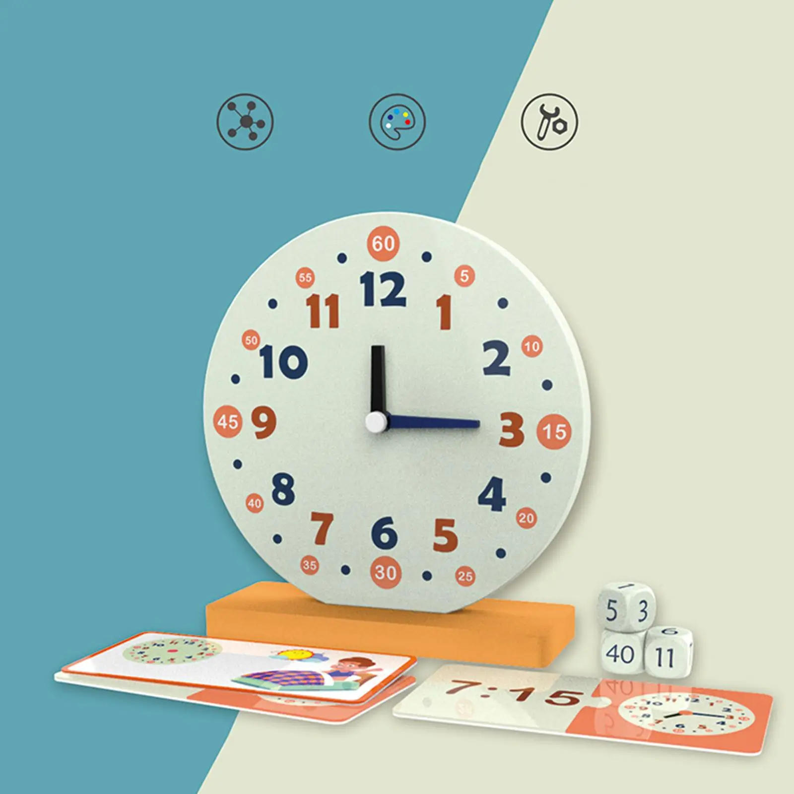 Montessori Wooden Clock Toys Hour Minute Second Cognition Activity Learn How to Tell Time Teaching Clock for Children Baby