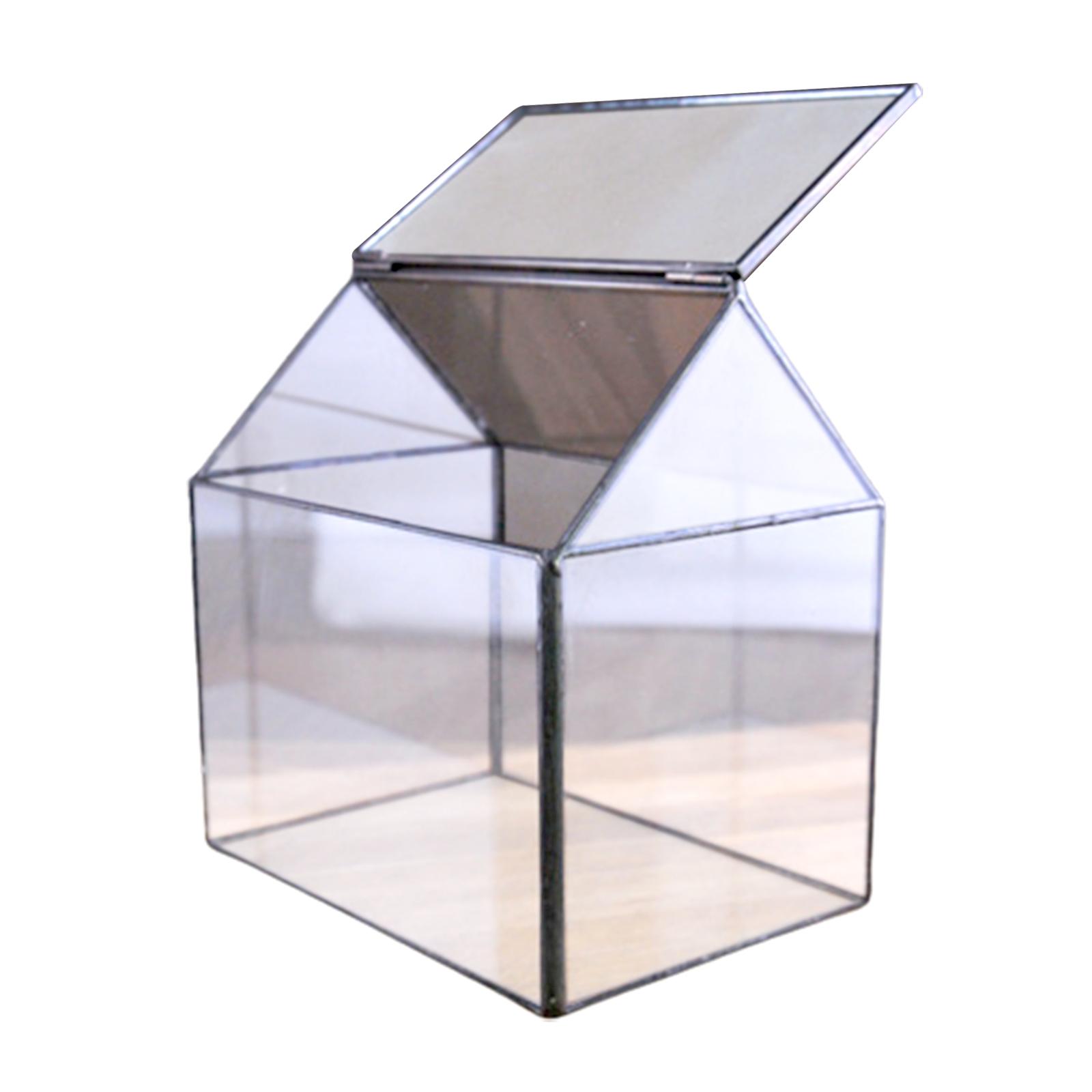 House Shape Glass Geometric Terrarium Box Tabletop Succulent Plant Planter Fern Moss Plant Care Decoration for Floral Greenhouse