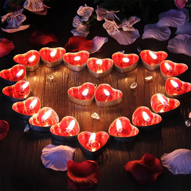 9pcs Heart Shaped Candles Smokeless Tealights Candle Tea Light Candles for  Birthday Proposal Wedding Party Wedding Engagement - AliExpress