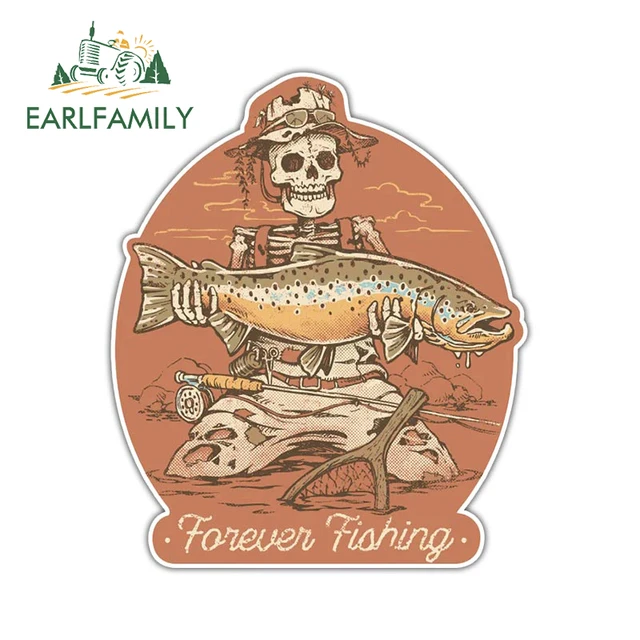 Earlfamily 13cm X 11cm Forever Fishing Decal Steelhead Fishing Kayak Car  Bumper Sticker Retro Art Skull Brown Trout Car Stickers - Car Stickers -  AliExpress