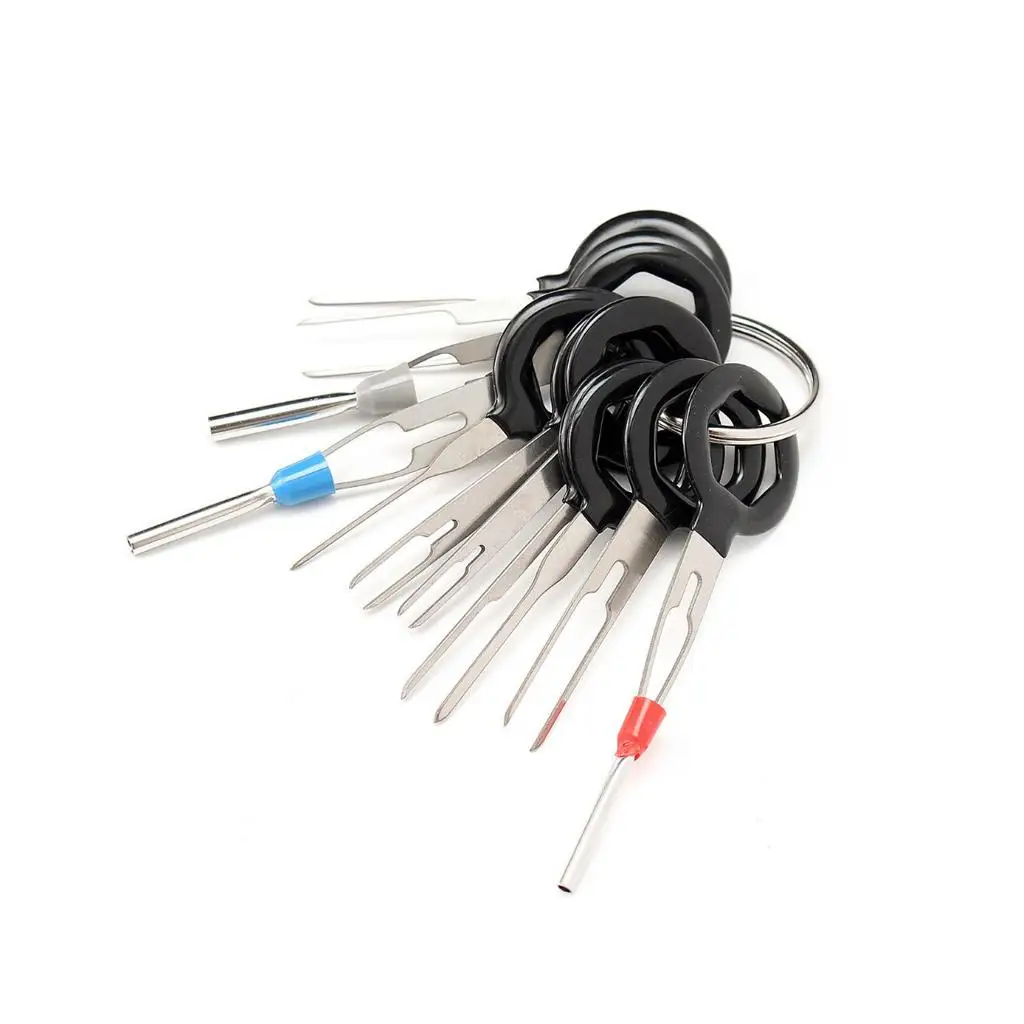 11Pcs Plug Circuit Board Wire Harness Terminal Extractor Pick Connector Pin Back Needle Remove Tool,Silver