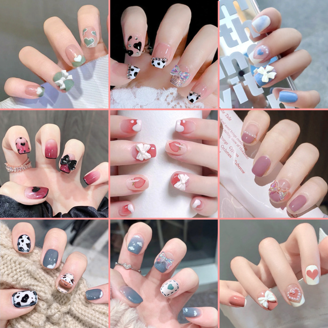 Best of 24Pcs French With Drill Short Fake Nails Press On Nail Tips Artificial Full Cover Cute Bow Wearing False Nails Art Reviews & Tips