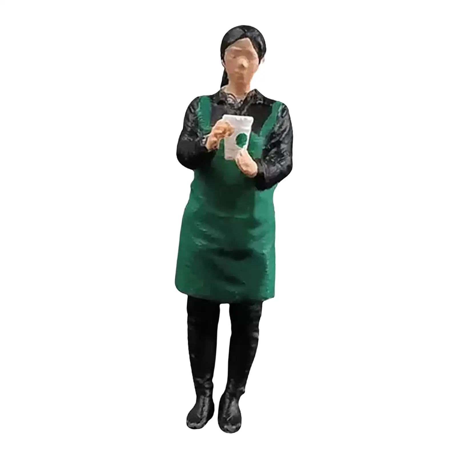 1:64 Coffee Salesperson Figure Fairy Garden Train Railway Layout People Model Decor