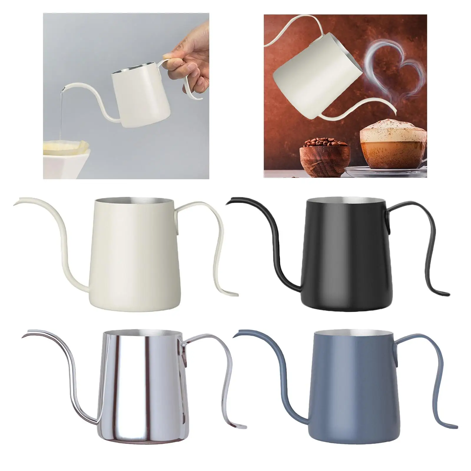 304 Stainless Steel Coffee Tea Pot Long Narrow Spout Coffee Dripper Tea Pot Coffee Pouring Kettle for Cafe Kitchen Home Gifts
