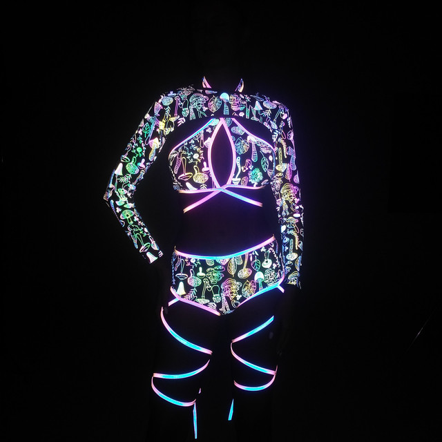 Reflective Holographic Bikini 3 Piece Set 15