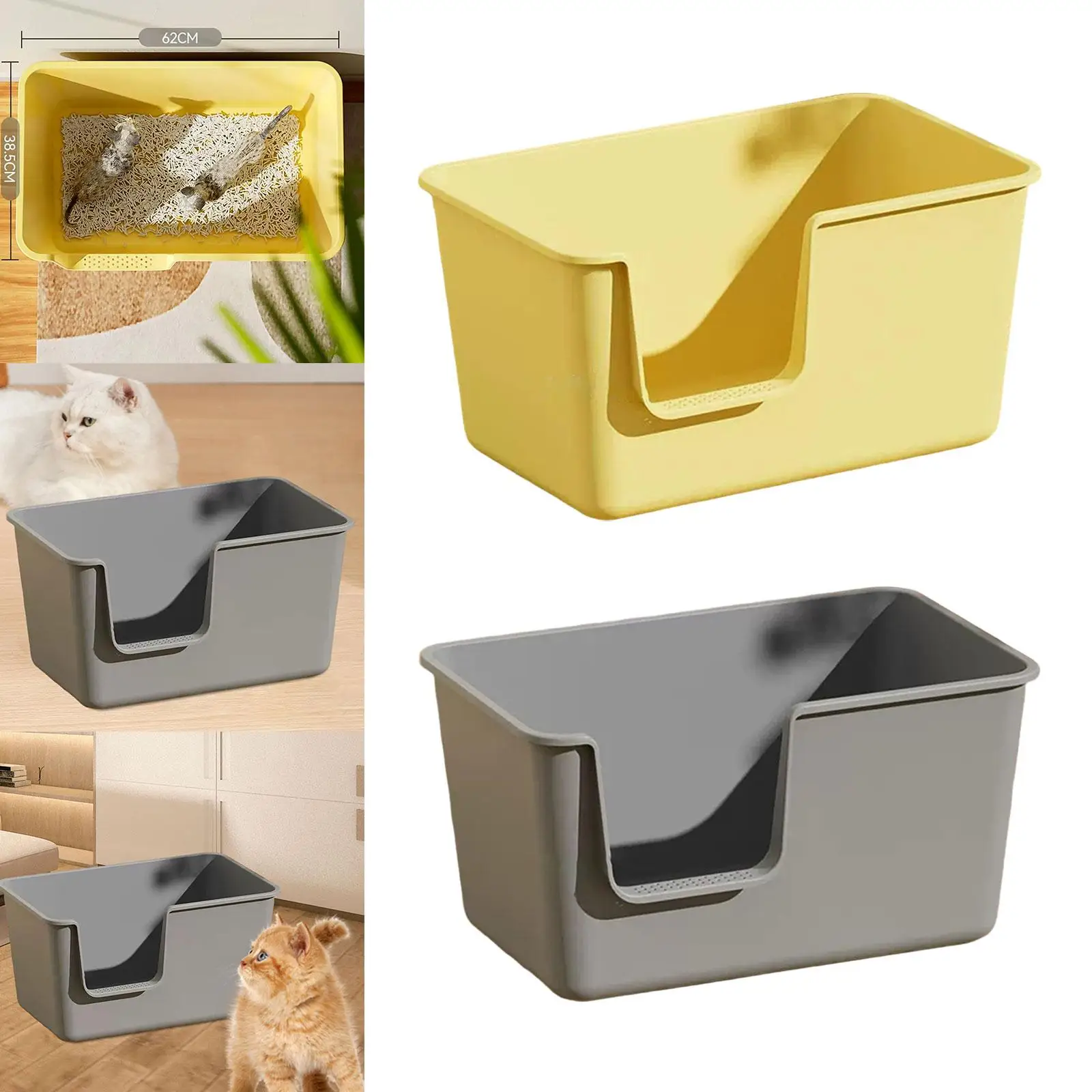 Cat Litter Tray Easy to Clean Open Top Cats Litter Box Pet Litter Pan for Small and Medium Cats Indoor Cats Hamsters Rabbit
