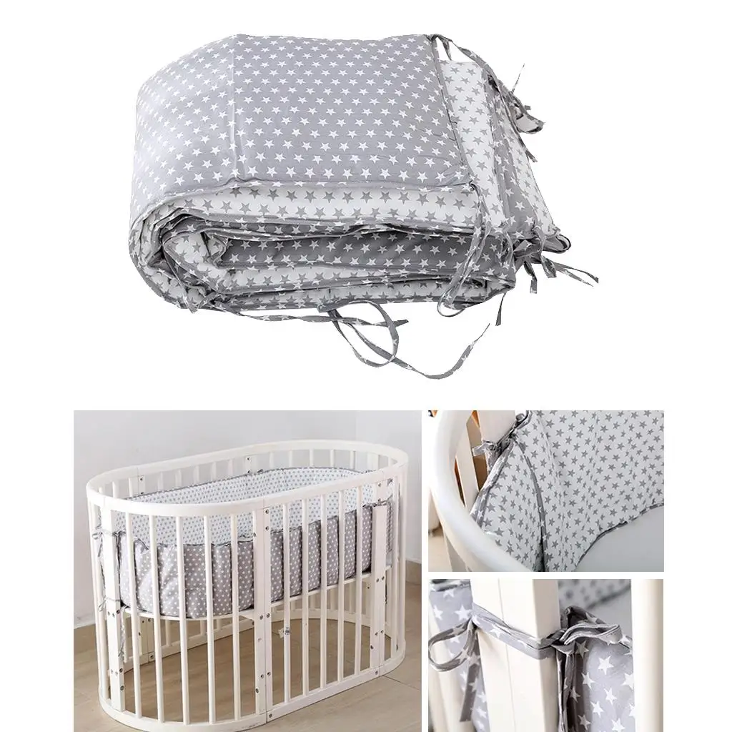 Baby Bed Bumper All Around Pure Cotton Padded Baby Crib Protector Pad Washable