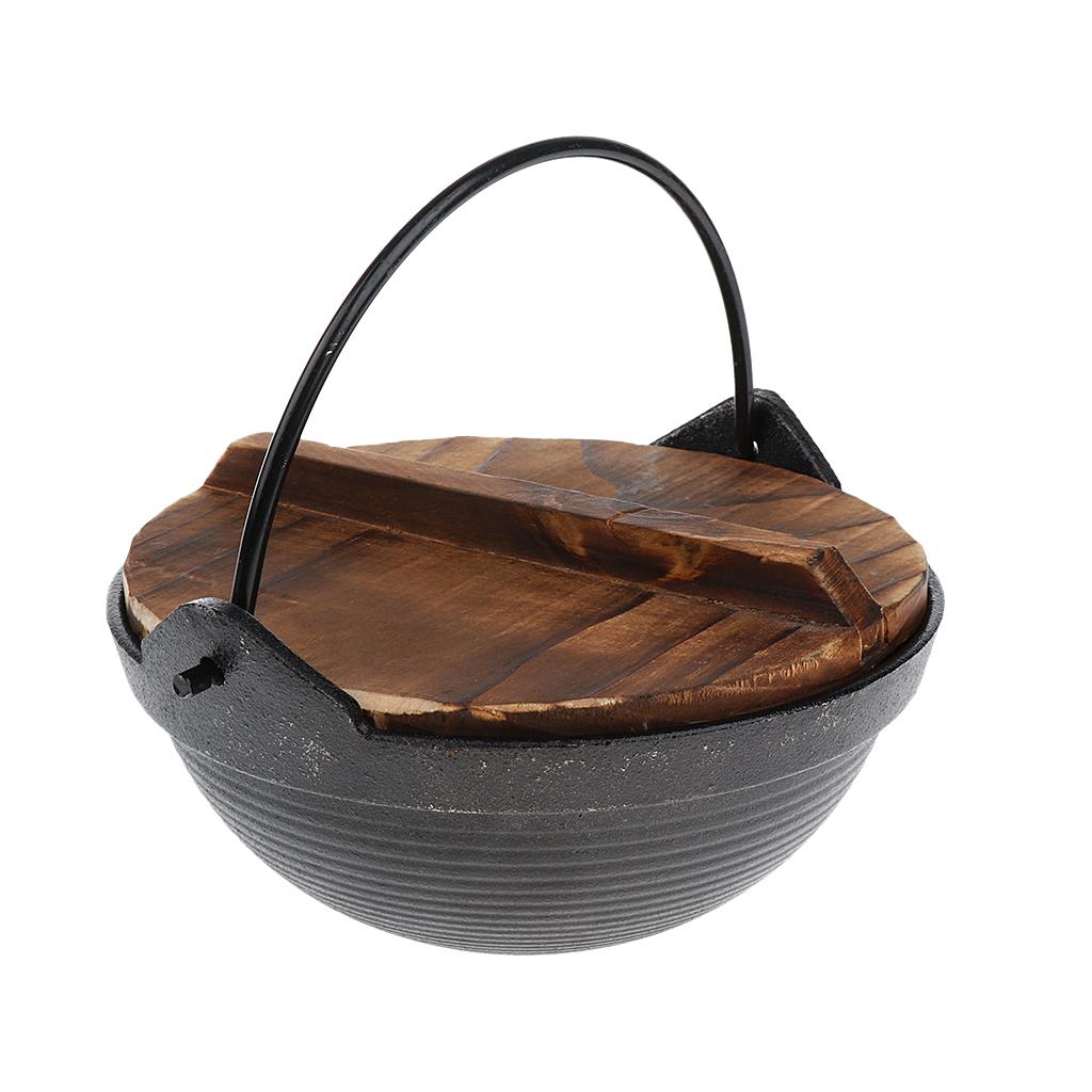 18cm/20cm Diameter Aluminum Alloy Campfire Cooking Pot with Wooden