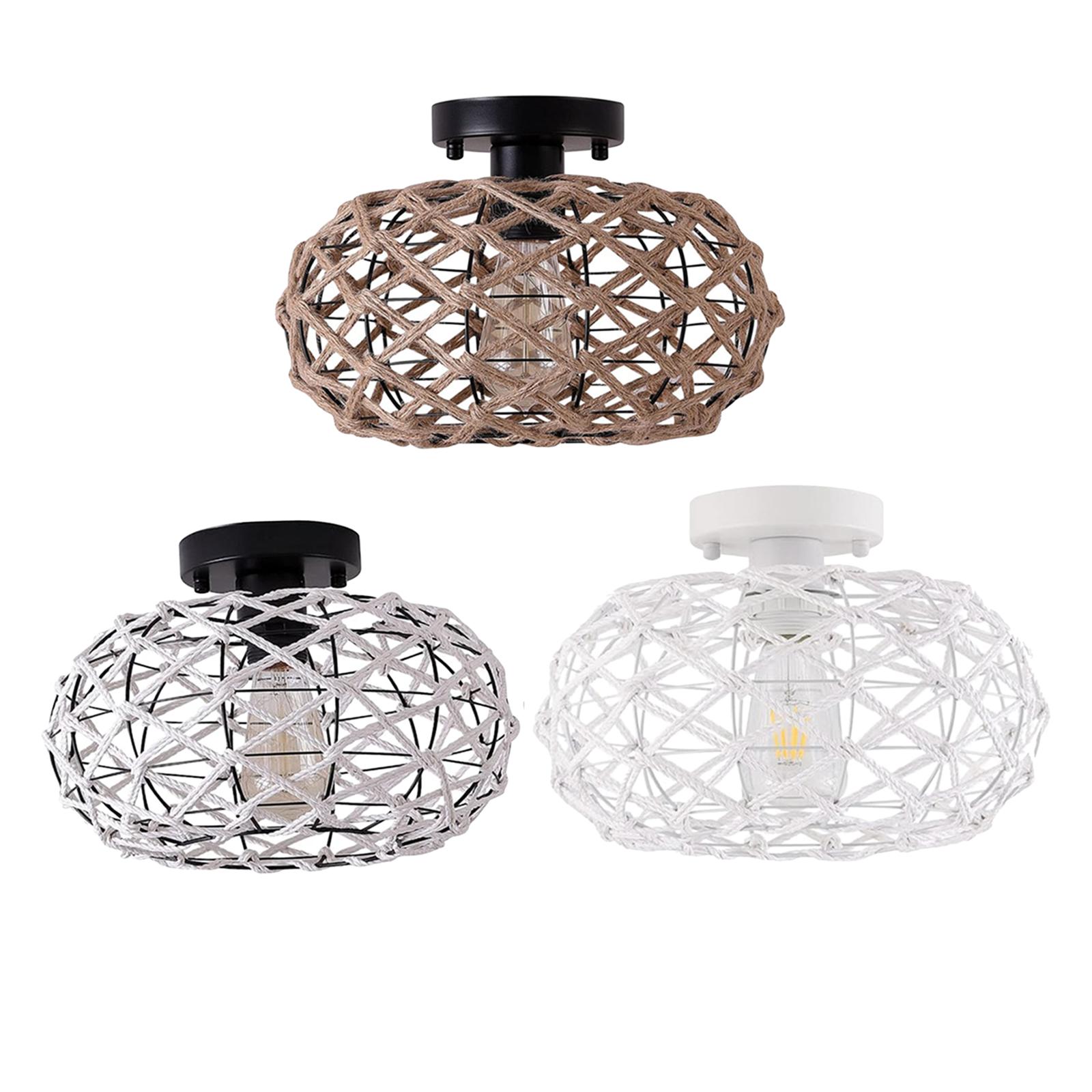 Classic Woven Lamp Shade Pendant Light Cover Ornament Lampshade for Dining Room Office Kitchen Island