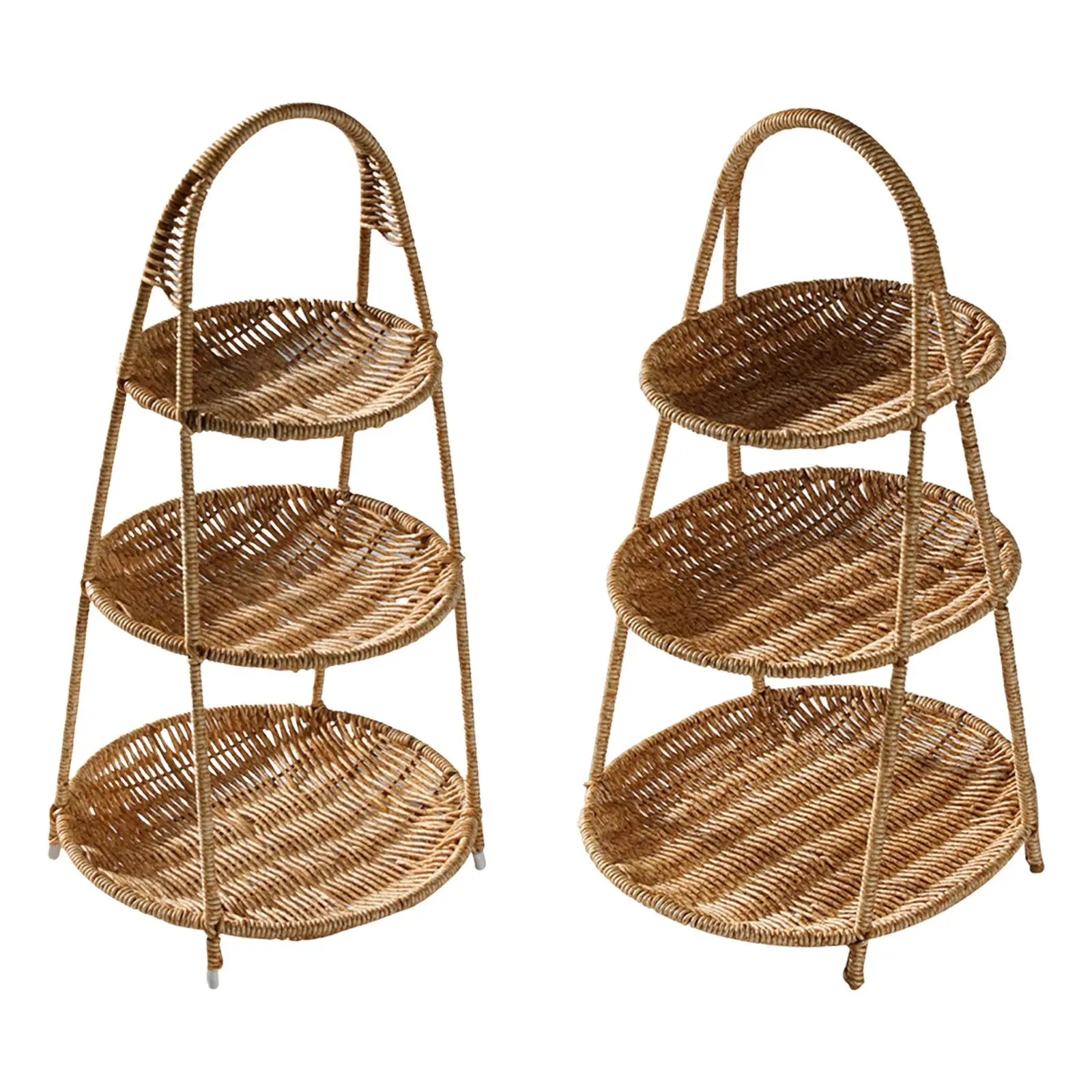 Weaving Basket Rack Kitchen Organizer Cosmetic Storage Rack for Countertop Kitchen
