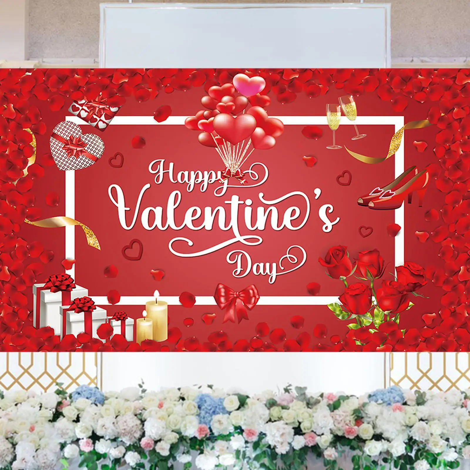 Valentine`s Day Backdrop Banner Valentines Day Decoration DIY Wall Photography Background for Wall Bedroom Birthday Party Favor
