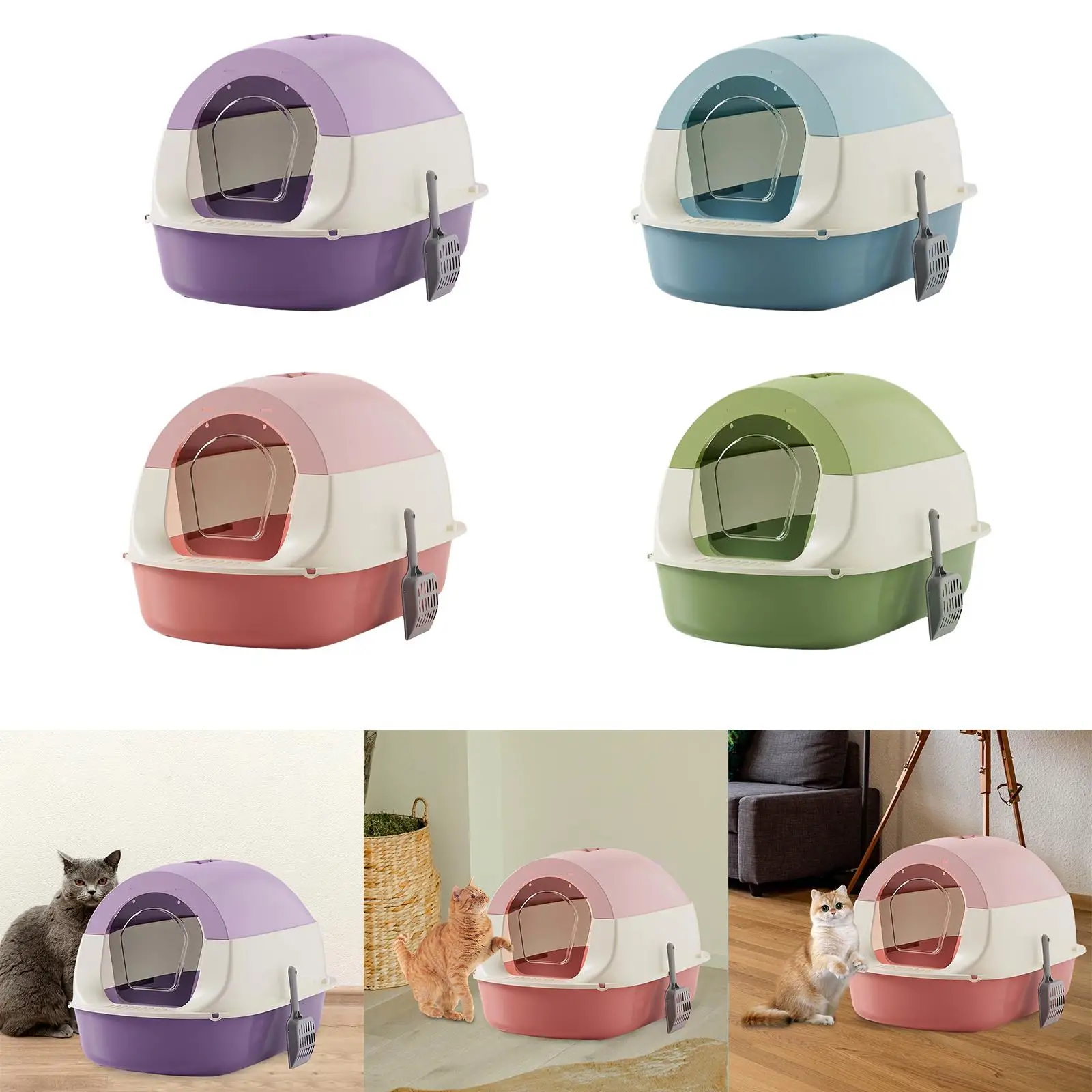 Hooded Cat Litter Box Anti Splashing Easy to Clean for Indoor Cats Removable Pet Litter Box with Lid Hooded Kitty Litter Tray