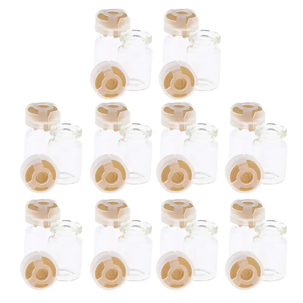 20Pcs Mini Glass Bottles Round Cute With Stopper Little Tiny