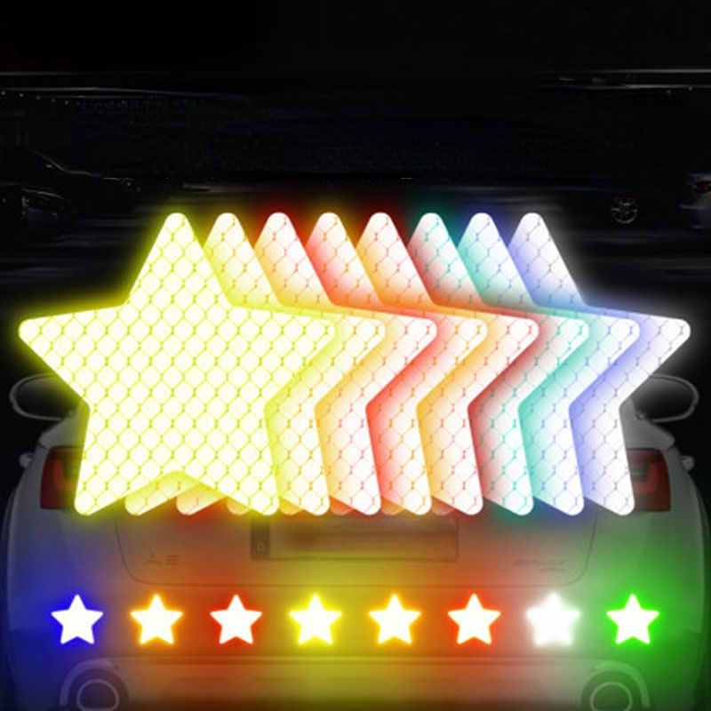 10 stücke Stern Form Reflektierende Reflektor Aufkleber Self Adhesive Sicherheit Warnband für Auto Lkw Motorrad – Detail 1