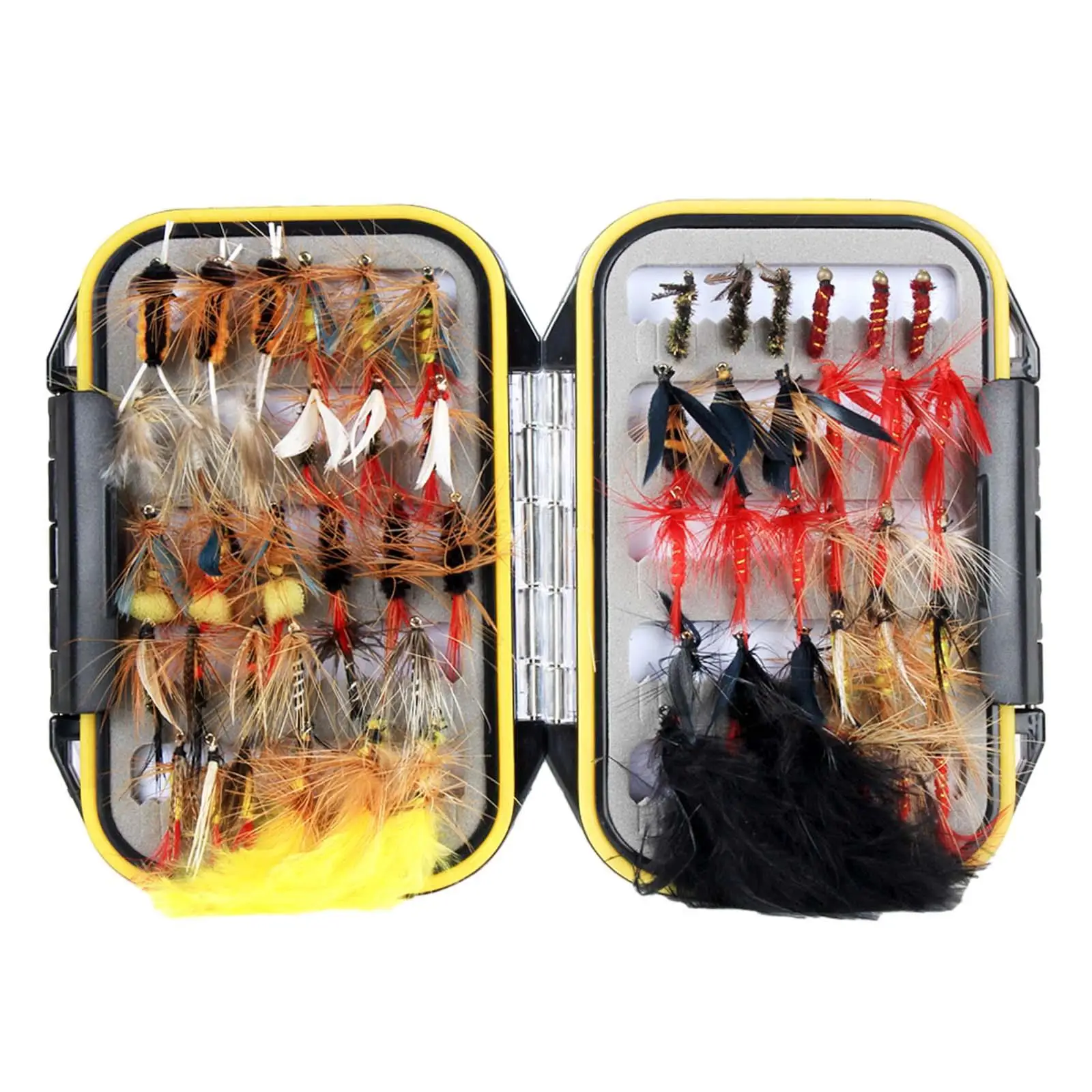 60 Pieces Fly Fishing Baits with Storage Box Fishing Lures Fishing Tools for