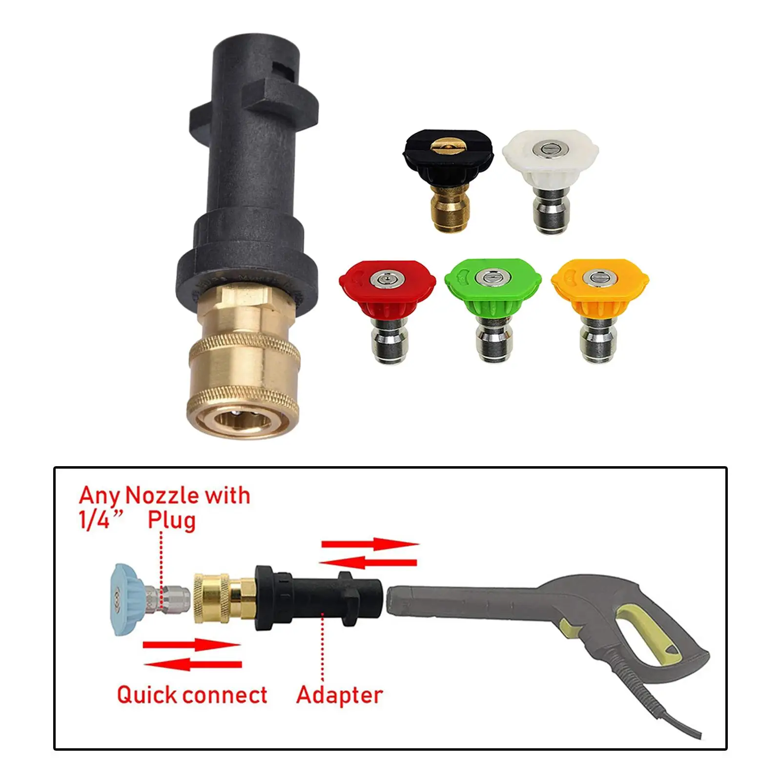 High Pressure Washer Spray Gun Connector Car Cleaning Accessories 1/4