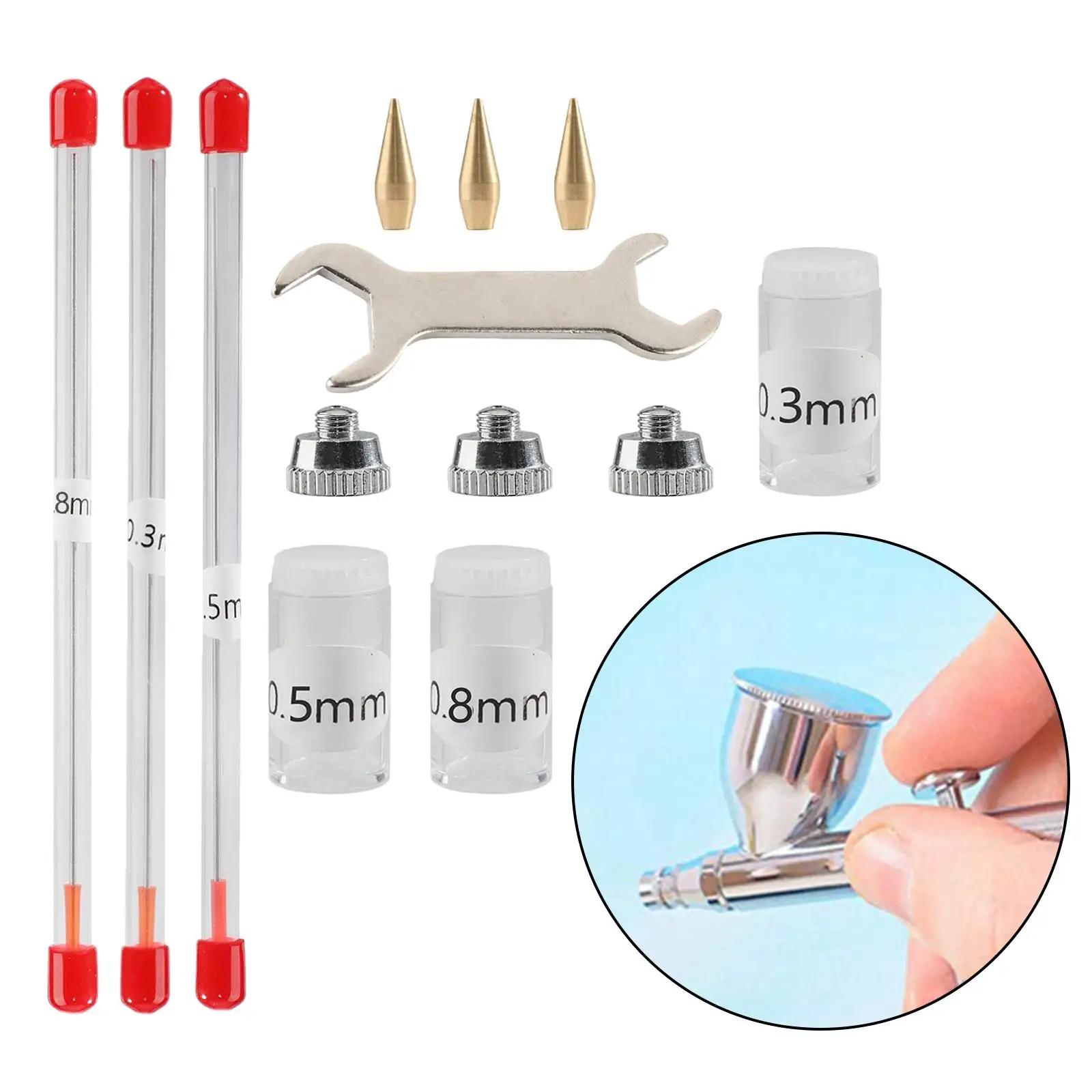11x Airbrush Nozzle Kits Airbrush Sprayer Accessories Professional for Replacement Parts
