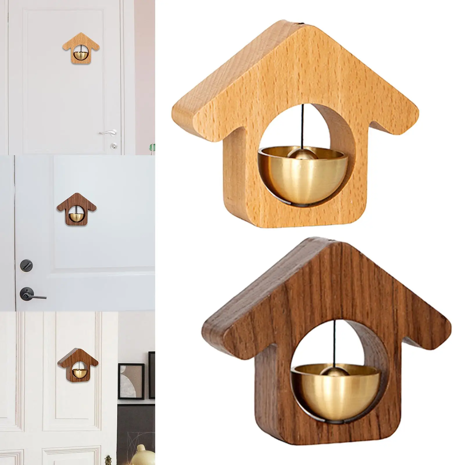 2pcs Wood Shopkeepers Bell Gate Bell Chime for Fridge Barn Door