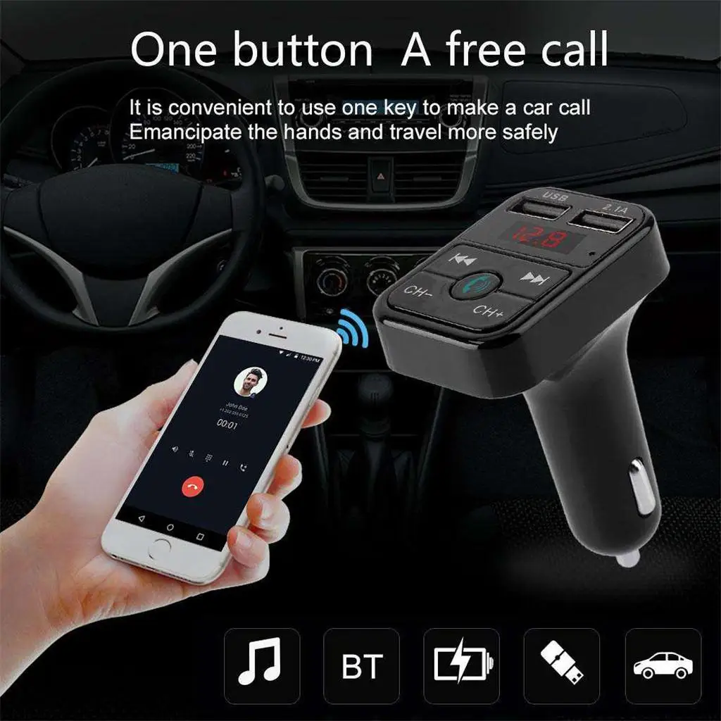 MagiDeal Bluetooth FM Transmitter B2 Car Bluetooth Transmitter USB Charger