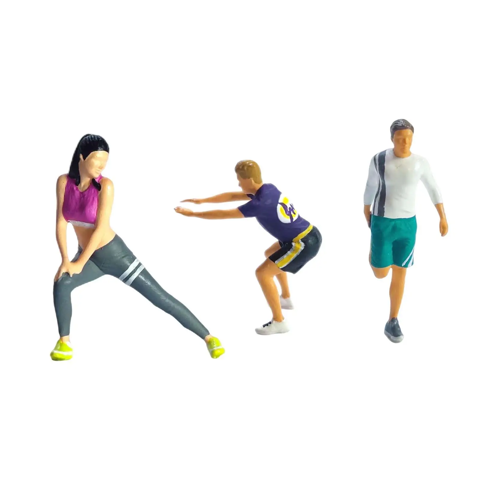 3 Pieces 1/64 Fitness People Figures Collections Movie Props Trains Architectural Miniature Scenes Resin Figurines Decoration