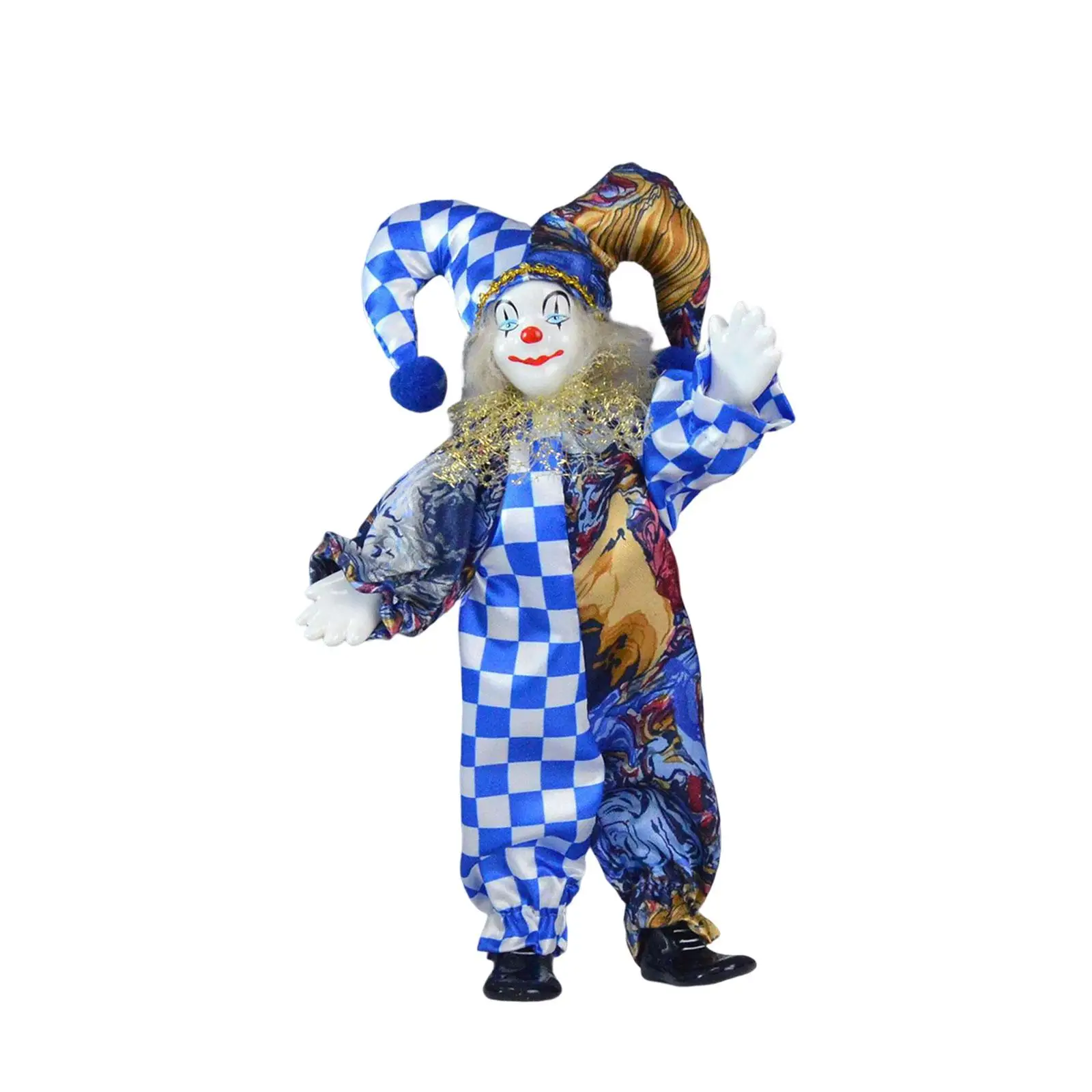 Clown Doll, 24cm in Height, Porcelain Clown Model Delicate Home Decoration Free Standing for Game Prop Valentin Gift