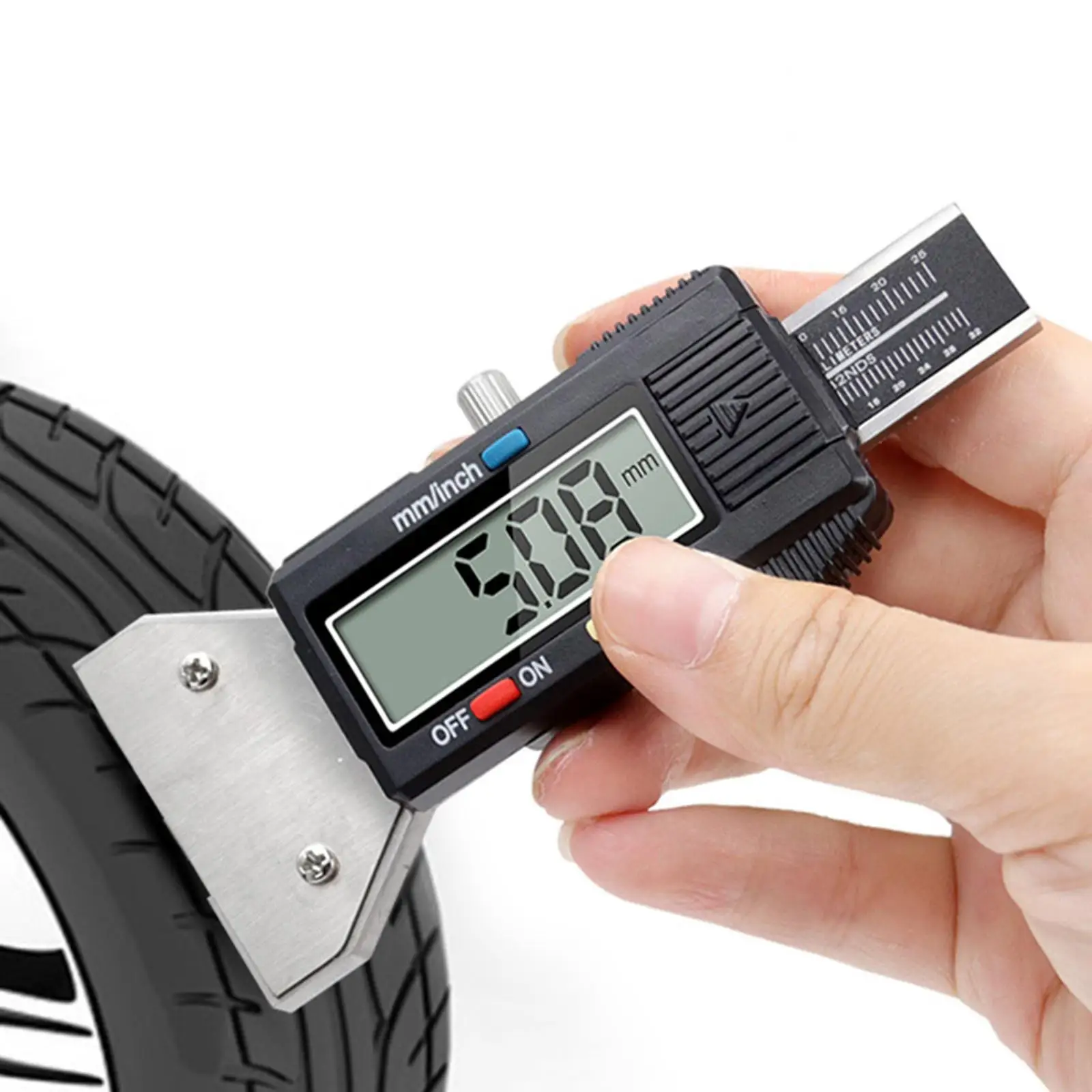 Digital Tyre Depth Gauge Tester Tire Thread Measuring Gauge Tool with Large LCD Display for Automobile Tire Trucks Vans SUV
