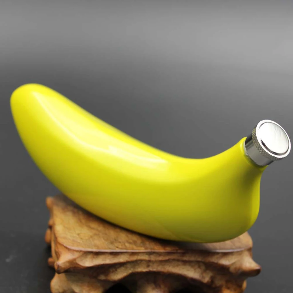 Creative Stainless Steel Banana Jug, 5oz Banana Flask,150ml Small Hip Flask Portable for Camping Hiking Fishing