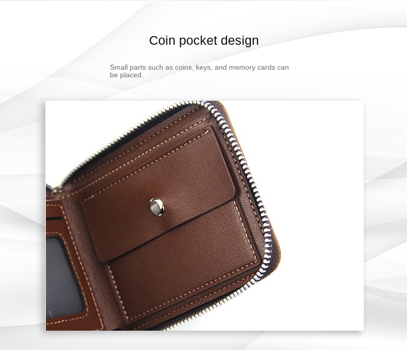 Men's Leather Wallet Casual Zipper Wallets Card Holder Male Synthetic PU Purse Coin Purse Personalized Wallet Men Leather